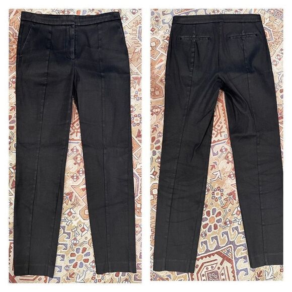 Talula Women's Coated Mid-Rise Flat Front Slim Straight Ankle Pants Black Size 6 - Picture 1 of 15